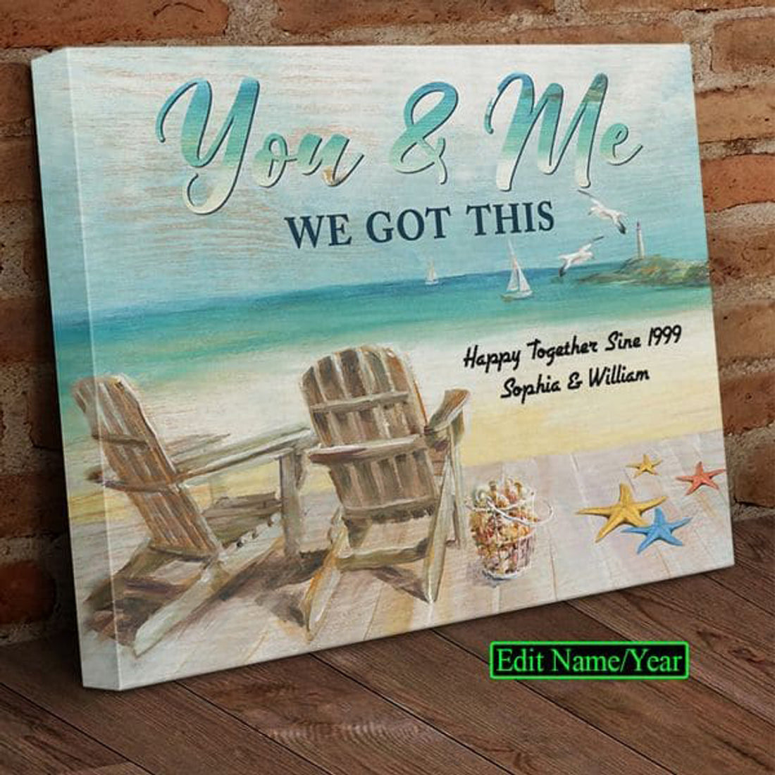 You And Me We God This, Beach Scenery Customized Personalized NAME Poster and Canvas