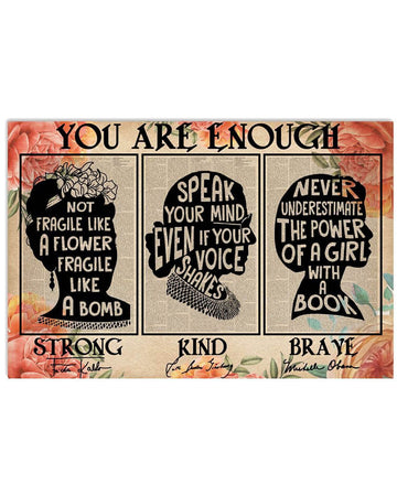You Are Enough Strong, Kind, Brave, Feminist Poster Poster and Canvas