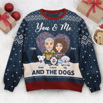 FUNSTUFFPRINT Custom You & Me And The Dogs Ugly Sweater