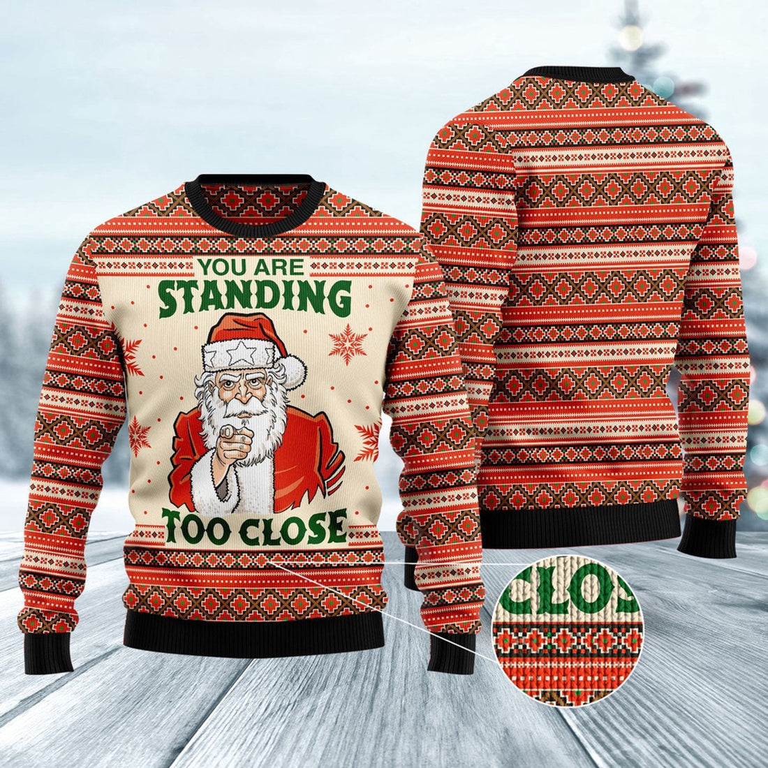 FUNSTUFFPRINT You Are Standing Too Close Ugly Christmas Sweater, Christmas Sweater, Ugly Sweater, Funny Xmas Sweaters Ugly Sweater