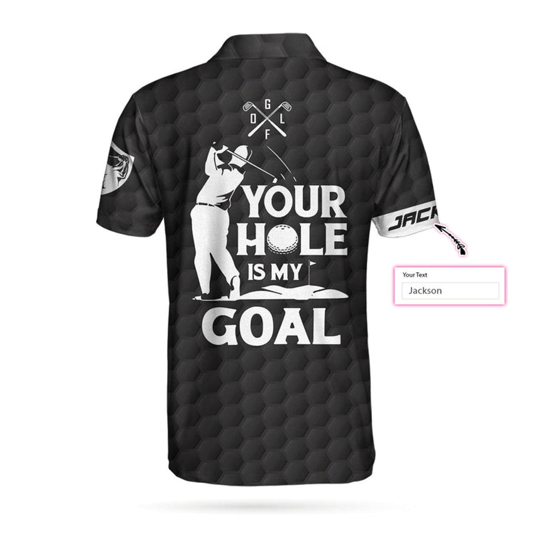 Customized Black American Flag Men Golf Shirt, Your Hole Is My Goal Custom Polo Shirt, Golfer Shirts