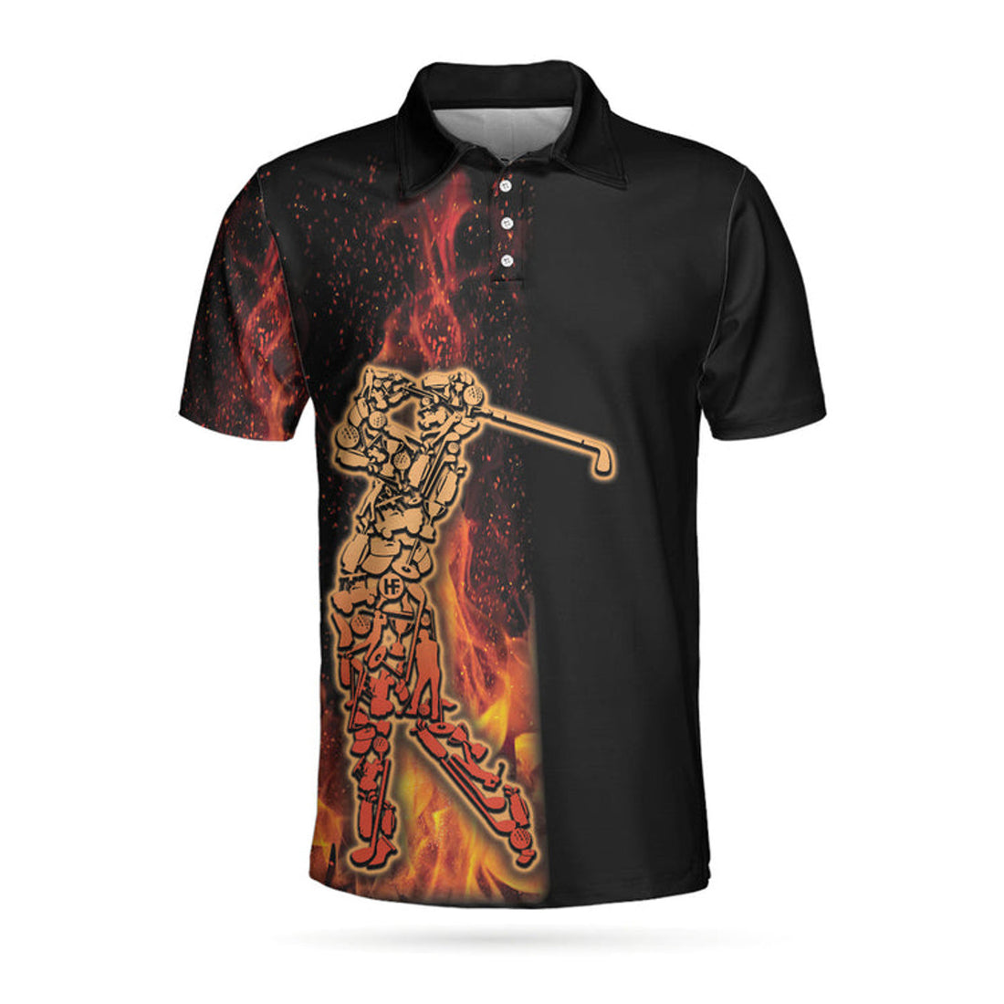 Your Hole Is My Goal Golf Polo Shirt, Black Flame Fragmented Golfer Polo Shirt, Best Golf Shirt For Men
