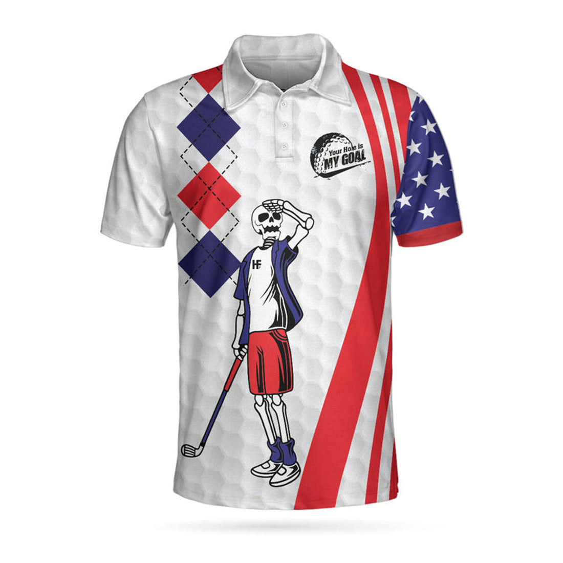 Your Hole Is My Goal Golf American Flag Polo Shirt, Golf Texture Argyle Pattern Usa Flag Polo Shirt, Best Golf Shirt For Men