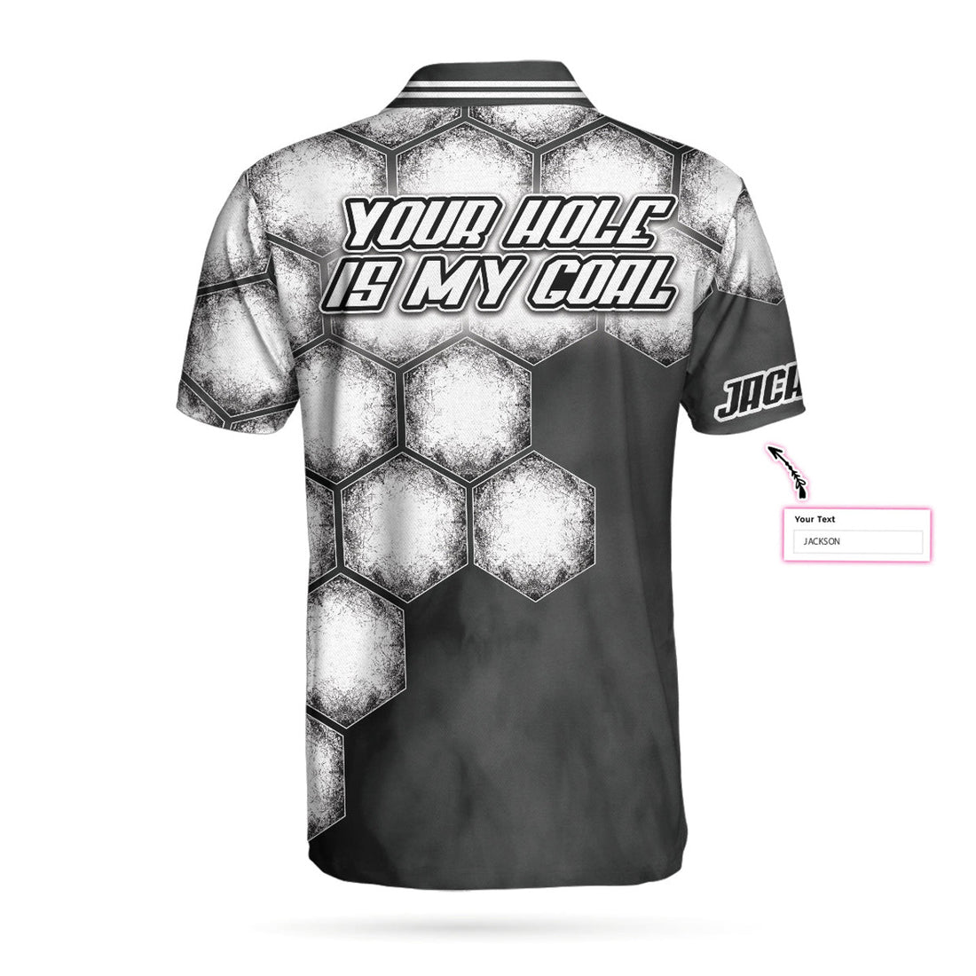 Custom Your Hole Is My Goal Golf Ball Custom Polo Shirt, Personalized Golf Ball Shirt For Men, Black And White Golf Shirt - Perfect Gift For Men
