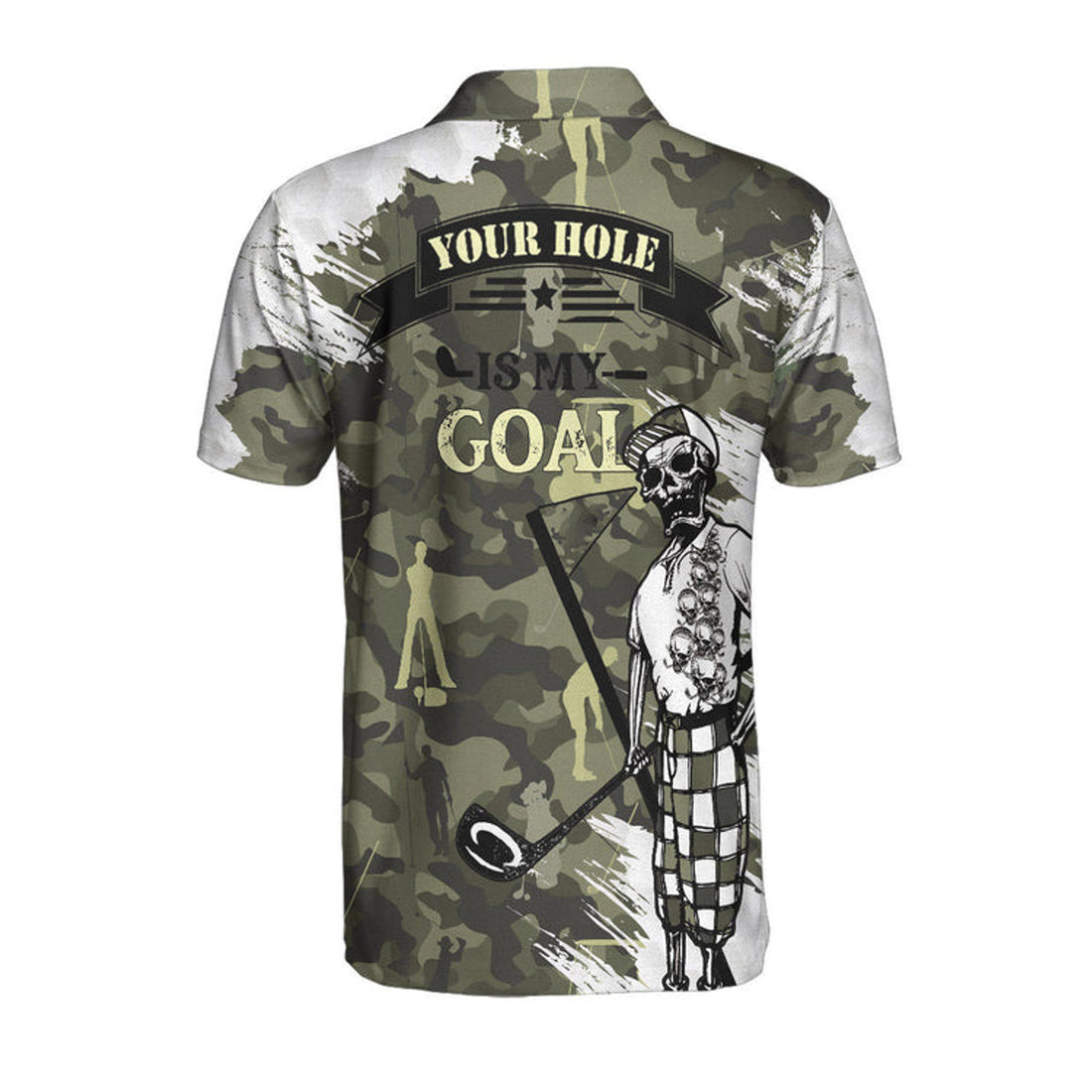 Custom Your Hole Is My Goal Skull Golfer Custom Polo Shirt, Personalized Golf Shirt For Men