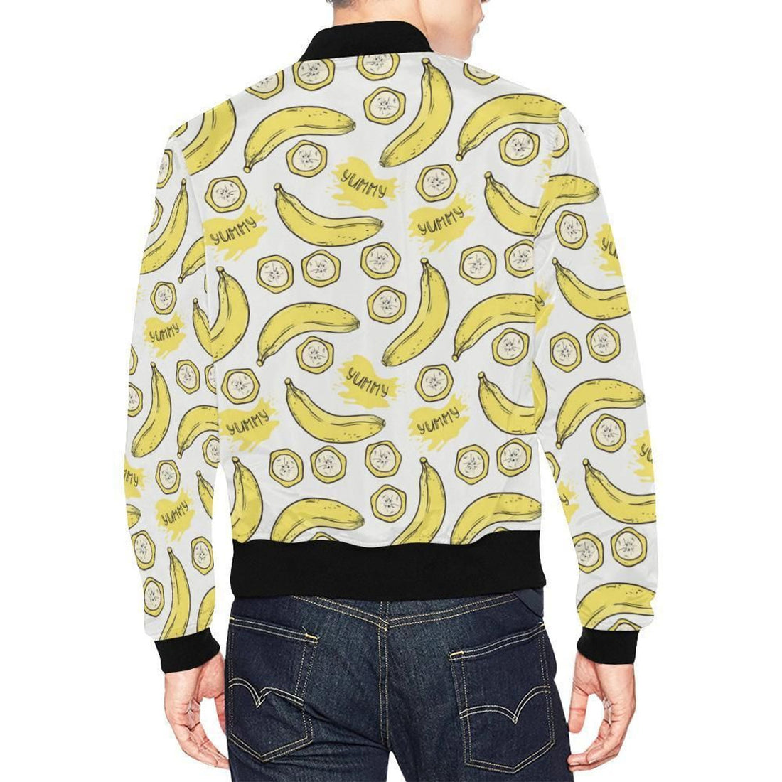 FUNSTUFFPRINT Yummy Banana Pattern Print Mens 3D Bomber Jacket