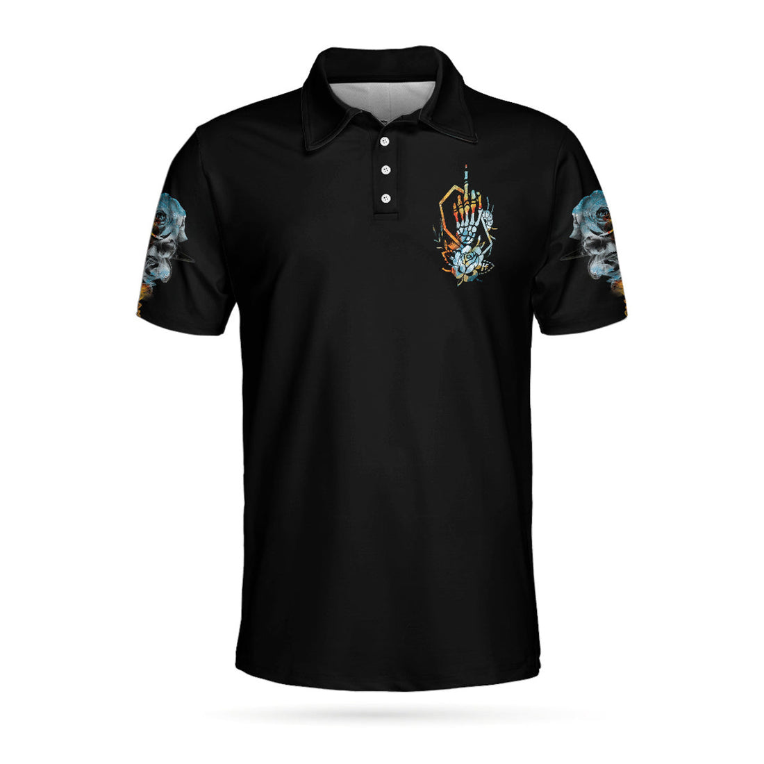Zero Given Skull Colorful Roses Short Sleeve Men's Polo Shirt, Golf Shirt, Gift For Men