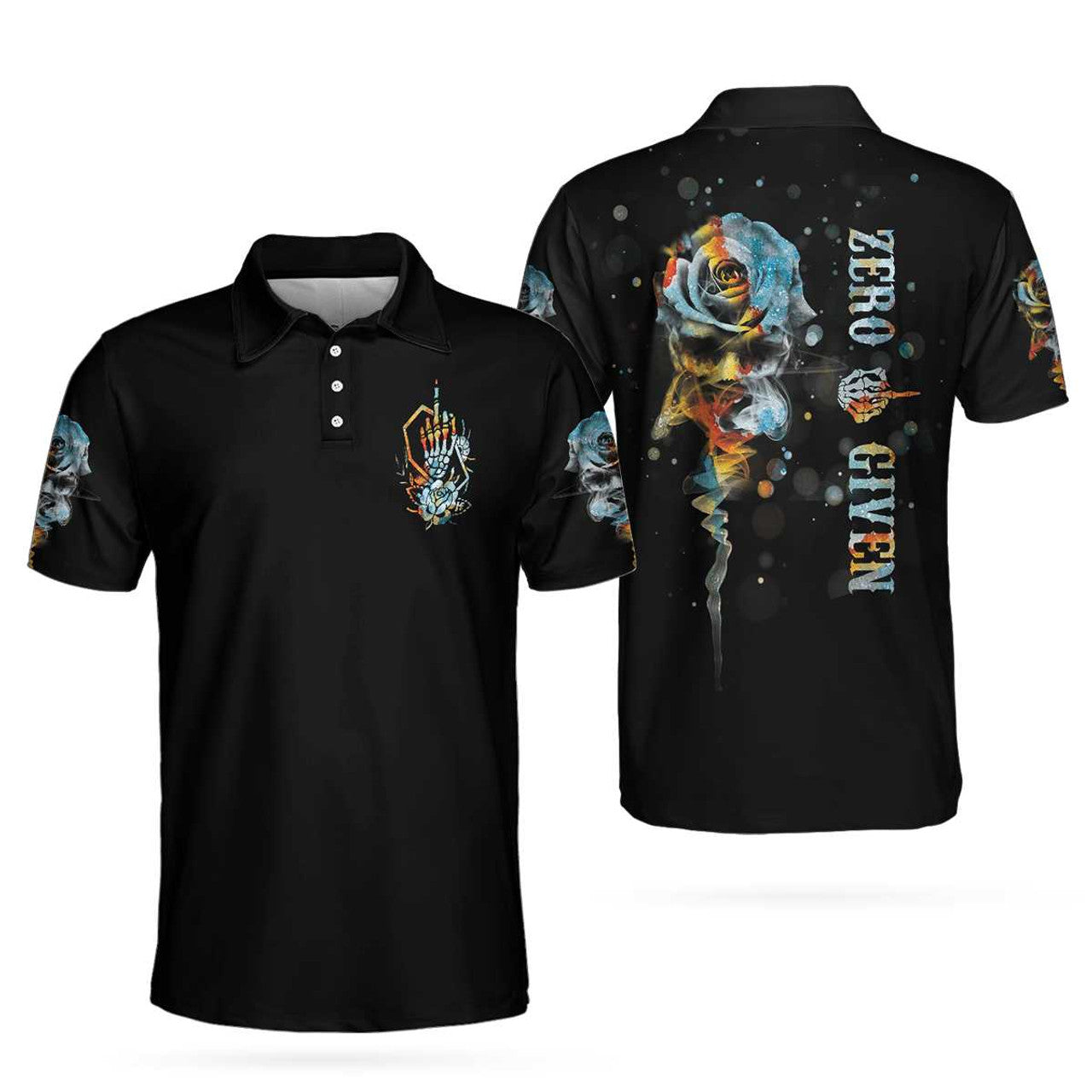 Zero Given Skull Colorful Roses Short Sleeve Men's Polo Shirt, Golf Shirt, Gift For Men
