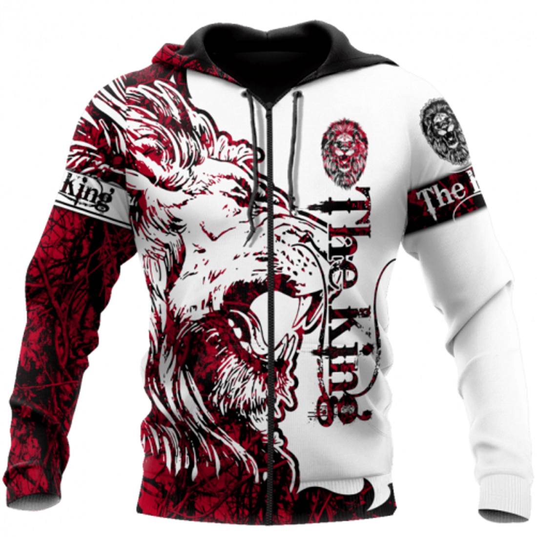 FUNSTUFFPRINT Viking 3D All Over Printed Hoodie The King Red Lion 3D Hoodie and Zip Hoodie
