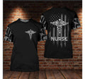 FUNSTUFFPRINT Nurse American Flag Diamond Flag 3D Printed Shirt, Nurse Uniform 3D T-Shirt