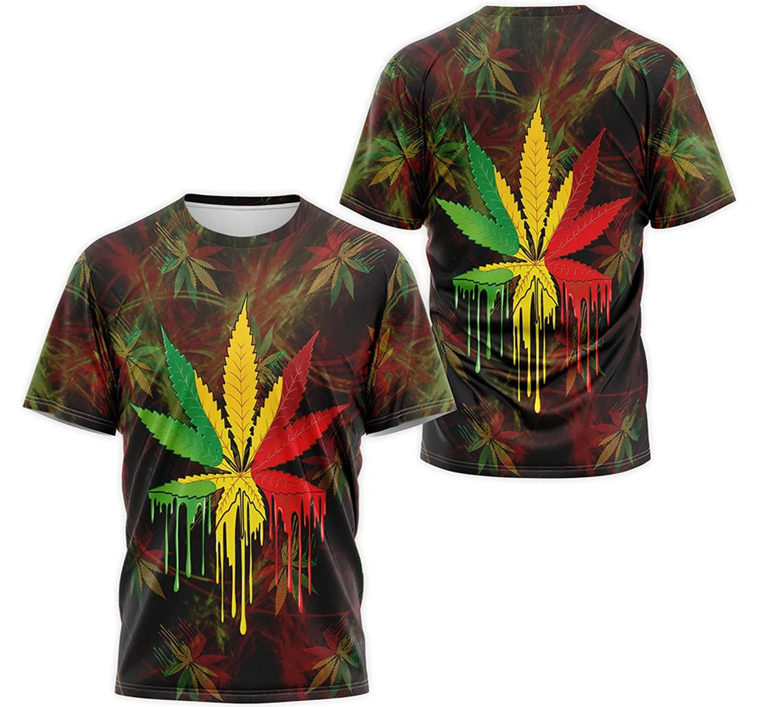 FUNSTUFFPRINT Personalized T-Shirt, Hoodie - Red Blue Green Cannabis Weed Painting 3D T-shirt