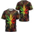 FUNSTUFFPRINT Personalized T-Shirt, Hoodie - Red Blue Green Cannabis Weed Painting 3D T-shirt