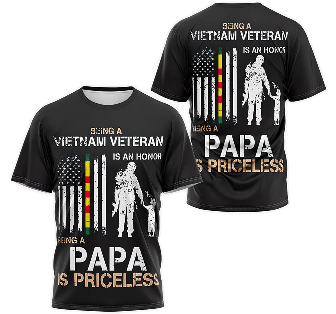 FUNSTUFFPRINT Personalized T-Shirt, Hoodie - Being A Vietnam Veteran Is An Honor Being A Grandpa Is Priceless 3D T-shirt