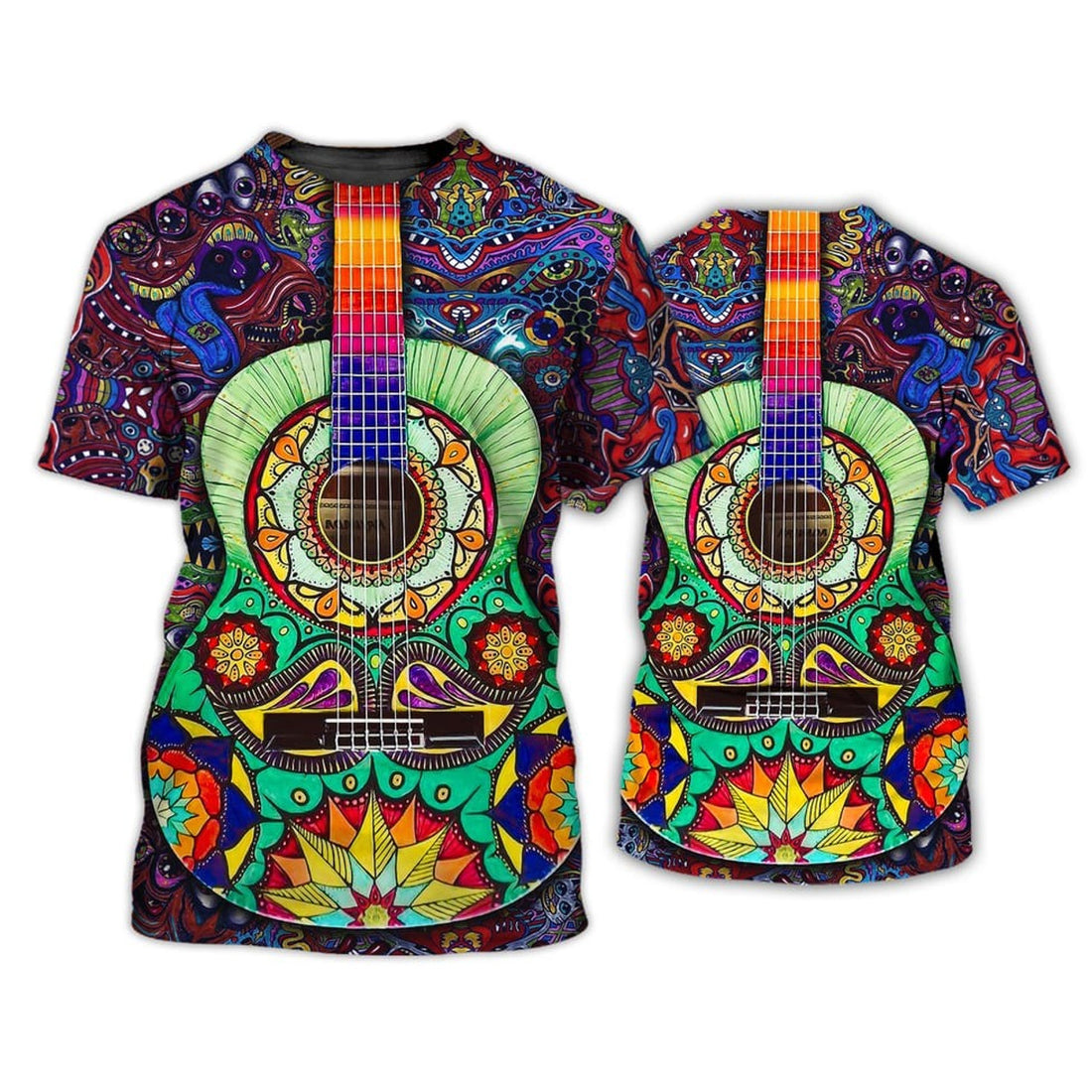 FUNSTUFFPRINT Amazing Hippie Painting 3D T-Shirt, Hippie Shirts For Men And Women, Unisex Hippie Shirt, Hippie Classic Guitar Shirt 3D T-shirt