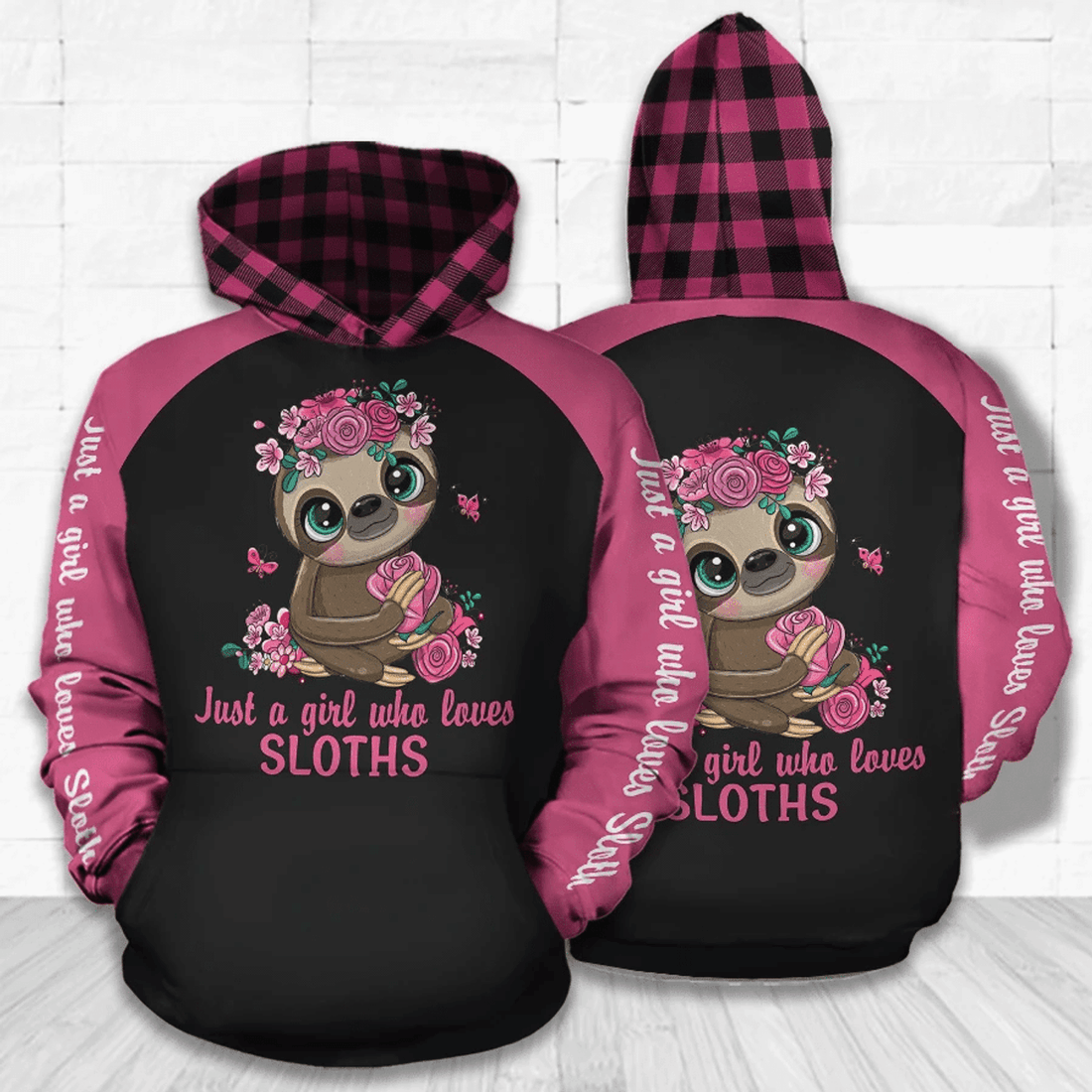 FUNSTUFFPRINT A Girl Loves Sloth 3D Hoodie and Zip Hoodie