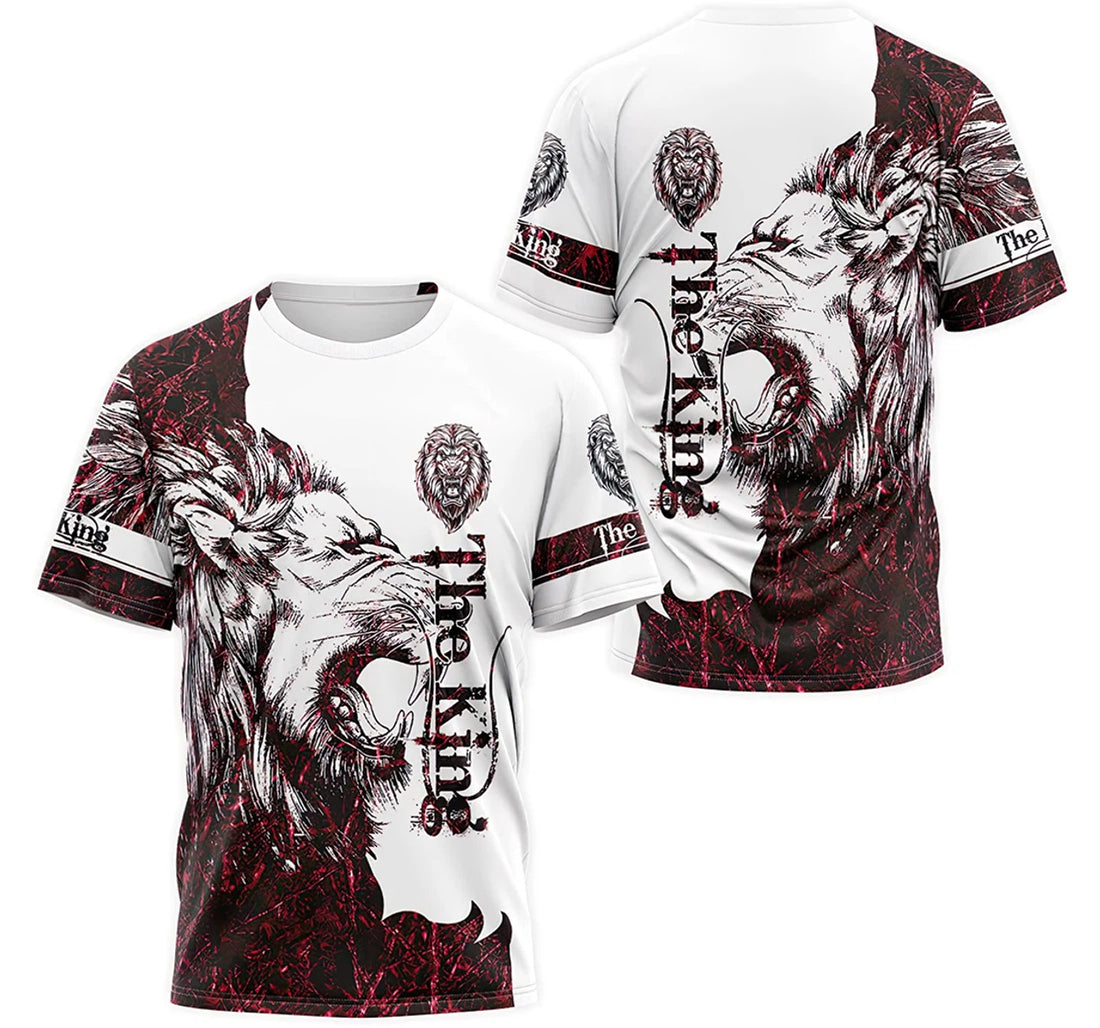 FUNSTUFFPRINT Personalized T-Shirt, Hoodie - Lion The King Red Tree Camo 3D T-shirt
