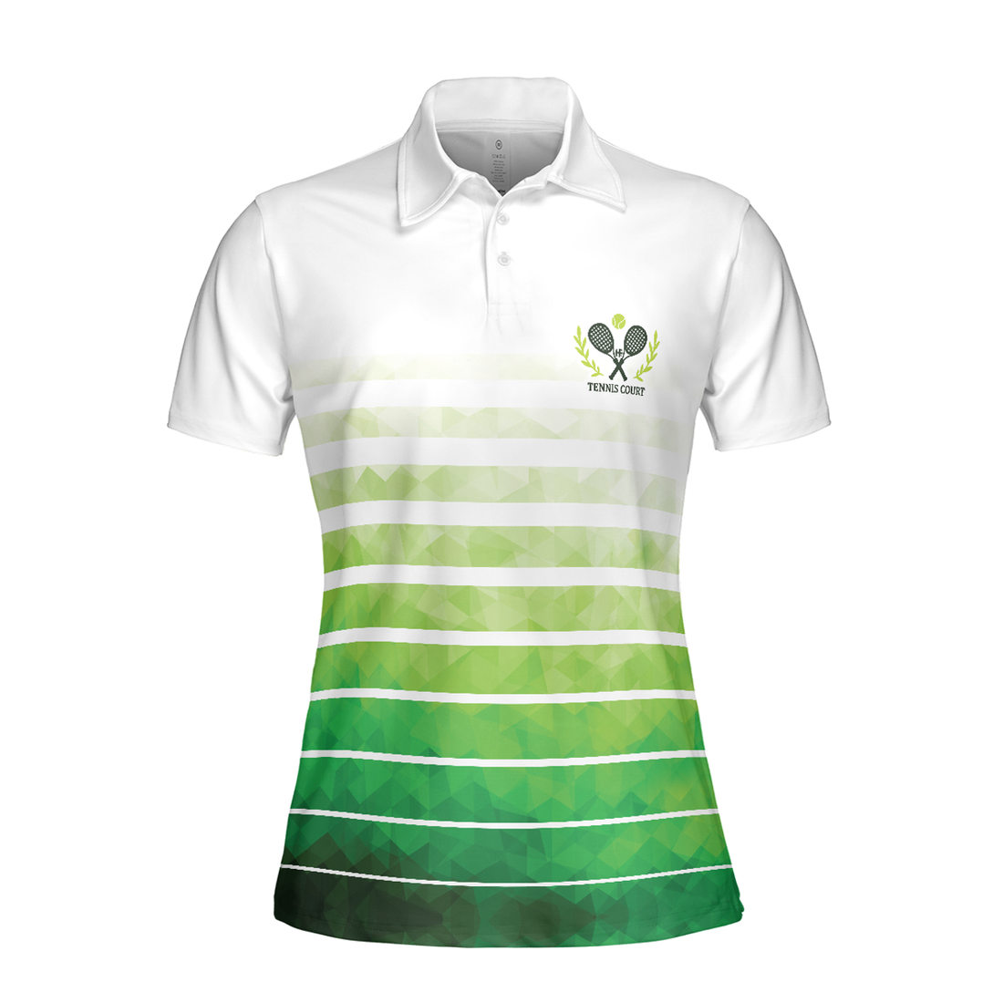 Abstract Green Geometric Tennis Short Sleeve Women Polo Shirt