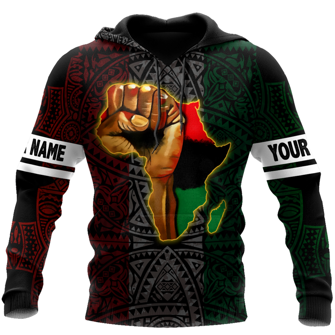 FUNSTUFFPRINT African American Persionalized Your Name 3D Hoodie and Zip Hoodie
