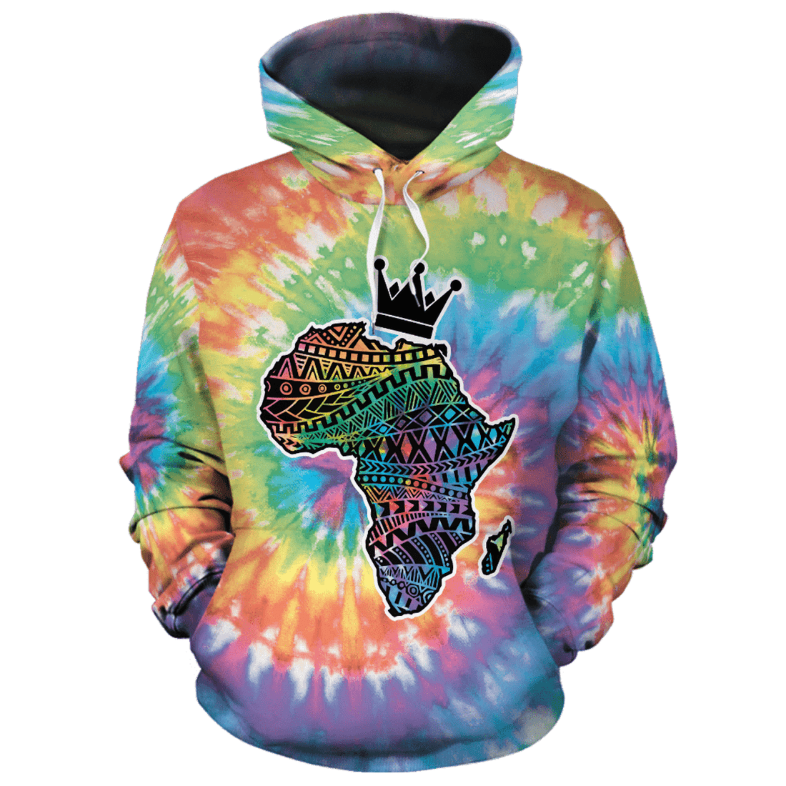 FUNSTUFFPRINT African Map Tie Dye 3D Hoodie and Zip Hoodie