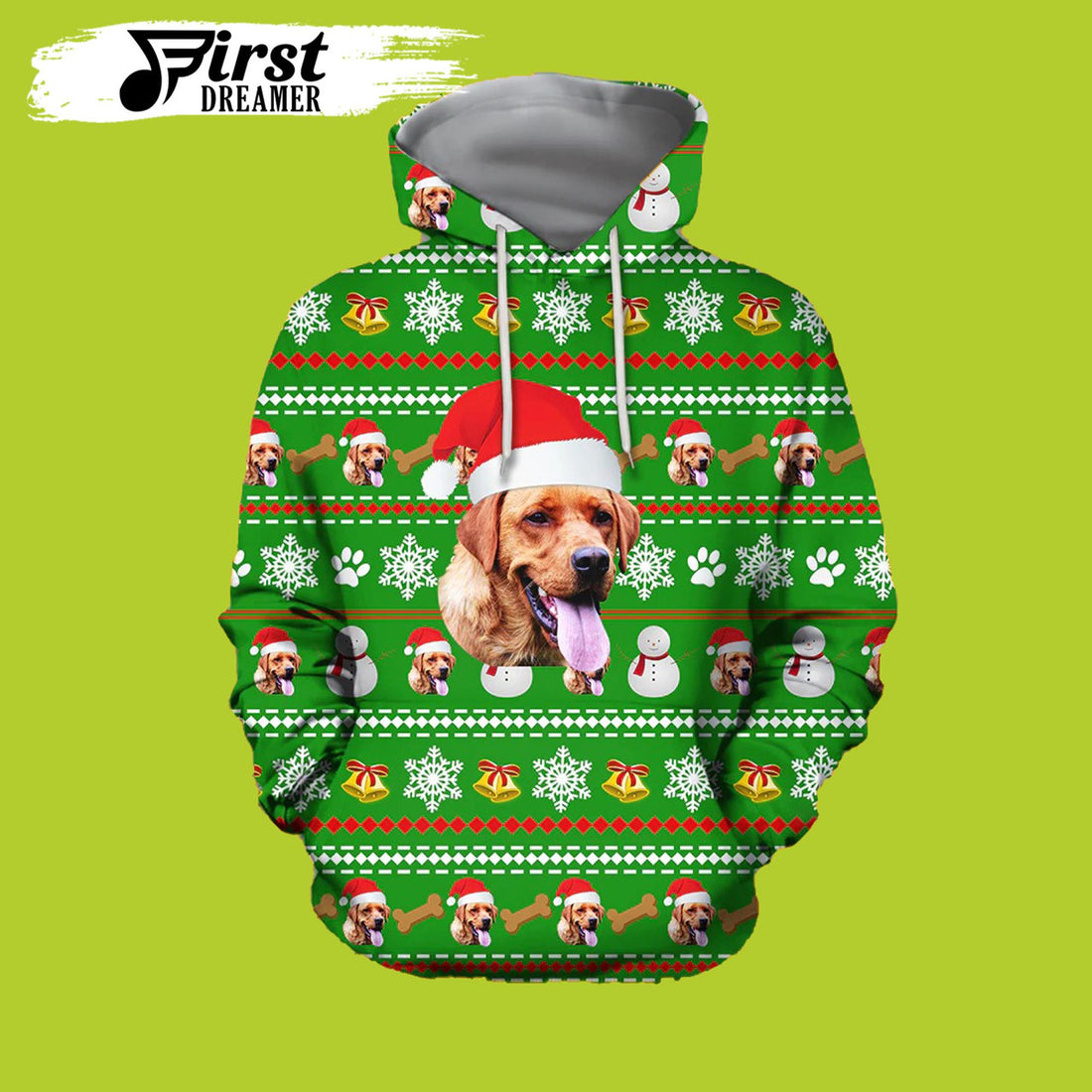 FUNSTUFFPRINT All Over Print Dog Christmas Unisex 3D Hoodie and Zip Hoodie