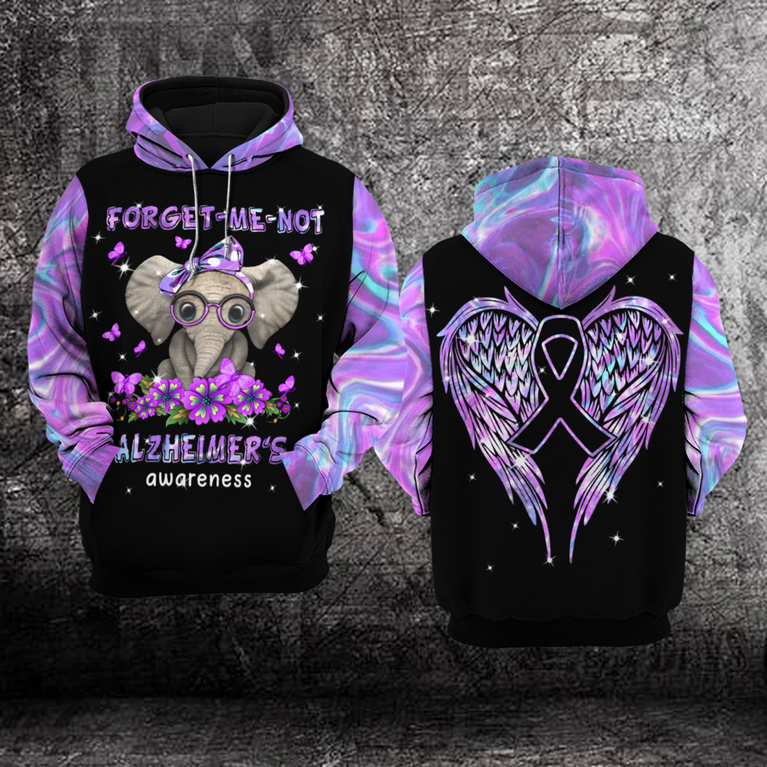 FUNSTUFFPRINT Alzheimers Awareness 3D Hoodie and Zip Hoodie