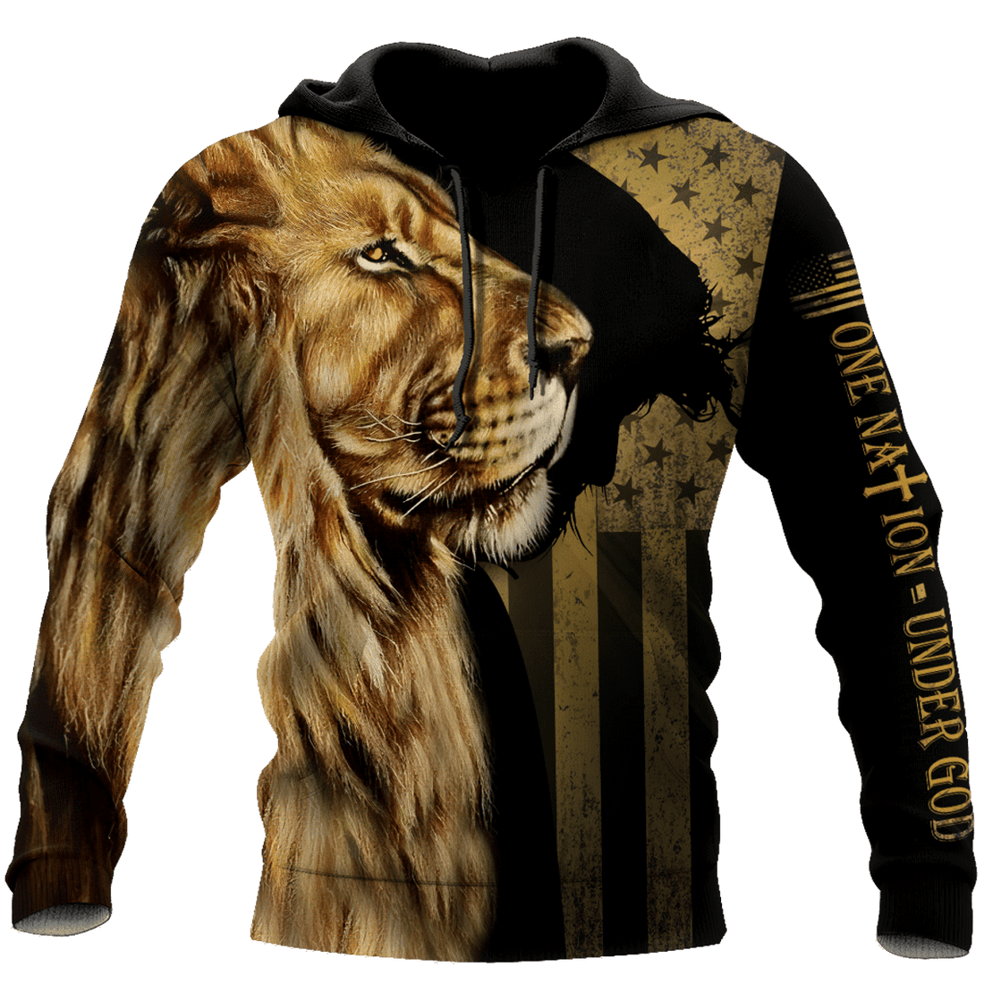 FUNSTUFFPRINT American Lion Under God Pullover Unisex 3D Hoodie and Zip Hoodie