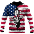 FUNSTUFFPRINT American Red Eyes Skull 3D Hoodie and Zip Hoodie