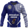 FUNSTUFFPRINT American Samoa Blue 3D Hoodie and Zip Hoodie