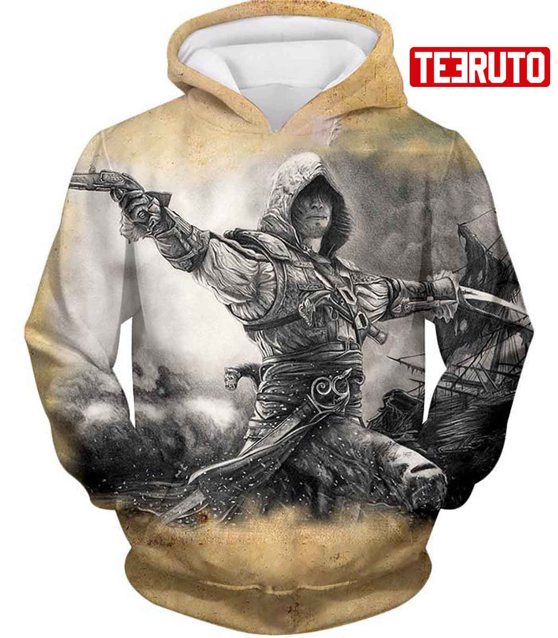 FUNSTUFFPRINT Assassin Edward James Kenway Cool Animation 3D Hoodie and Zip Hoodie