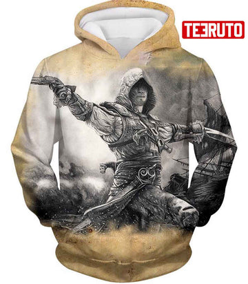 FUNSTUFFPRINT Assassin Edward James Kenway Cool Animation 3D Hoodie and Zip Hoodie