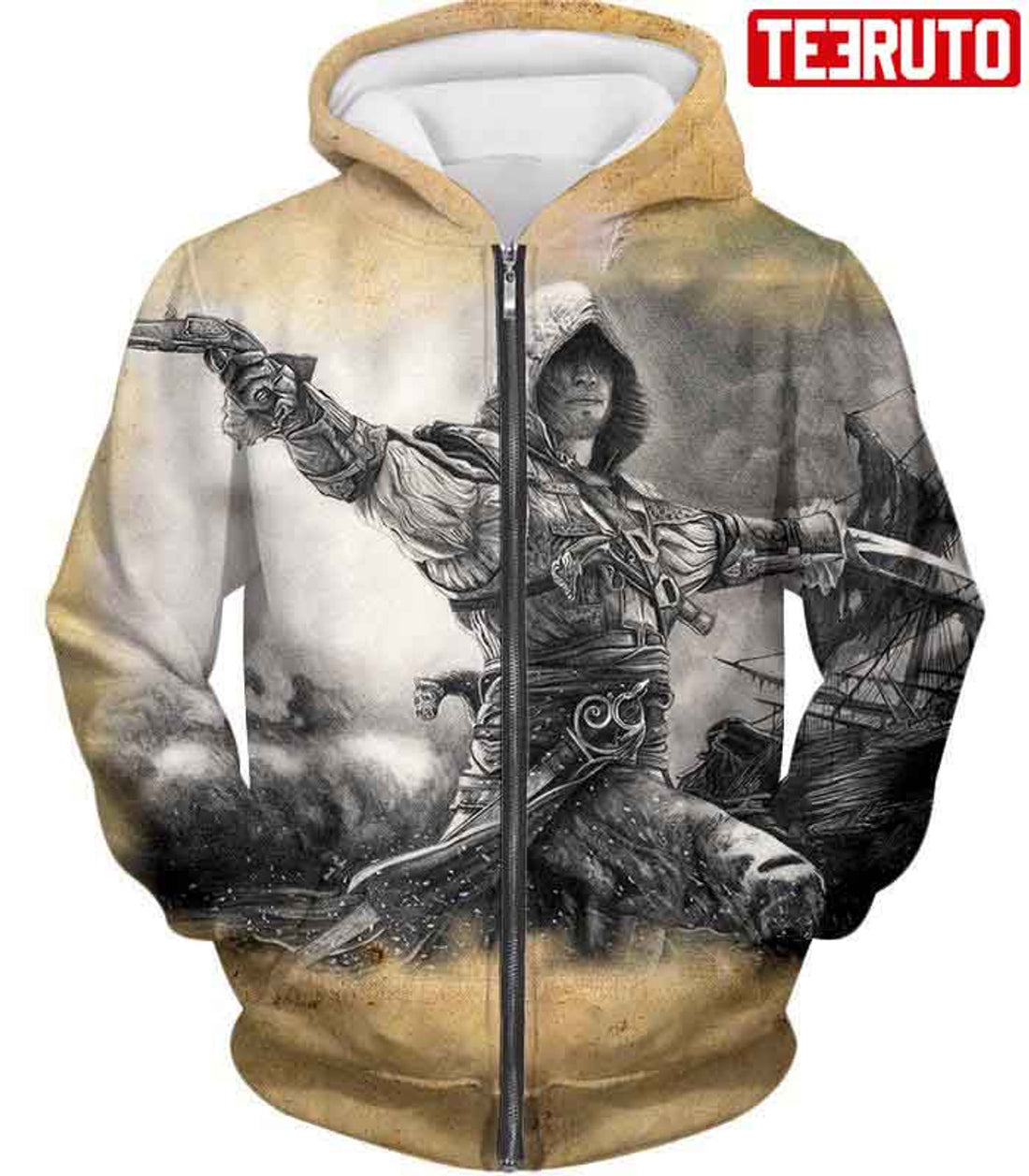 FUNSTUFFPRINT Assassin Edward James Kenway Cool Animation 3D Hoodie and Zip Hoodie