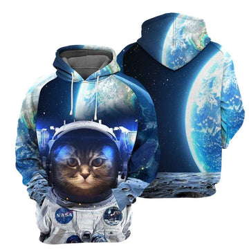 FUNSTUFFPRINT Astronaut Cat 3D Hoodie and Zip Hoodie