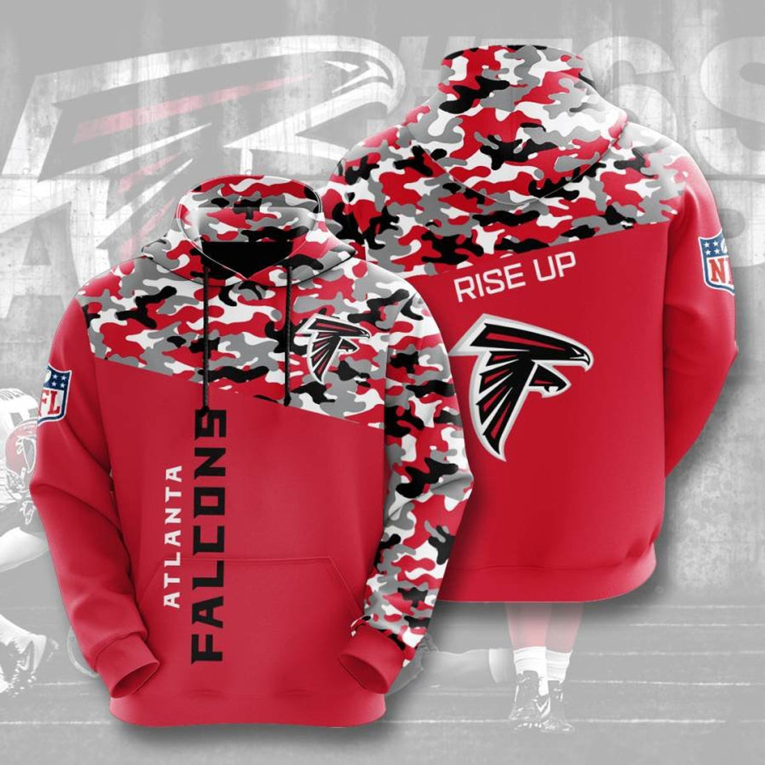 FUNSTUFFPRINT Atlanta Falcons 3D Hoodie and Zip Hoodie