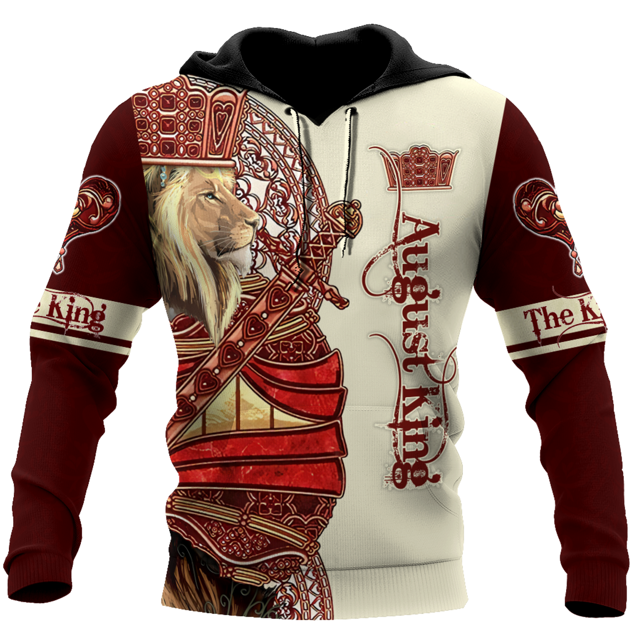 FUNSTUFFPRINT August King Lion Royal 3D Hoodie and Zip Hoodie