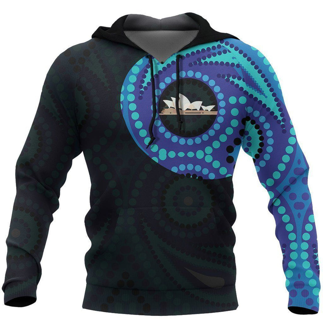 FUNSTUFFPRINT Australia In My Heart Aboriginal Tattoo Sydney Opera House 3D Hoodie and Zip Hoodie
