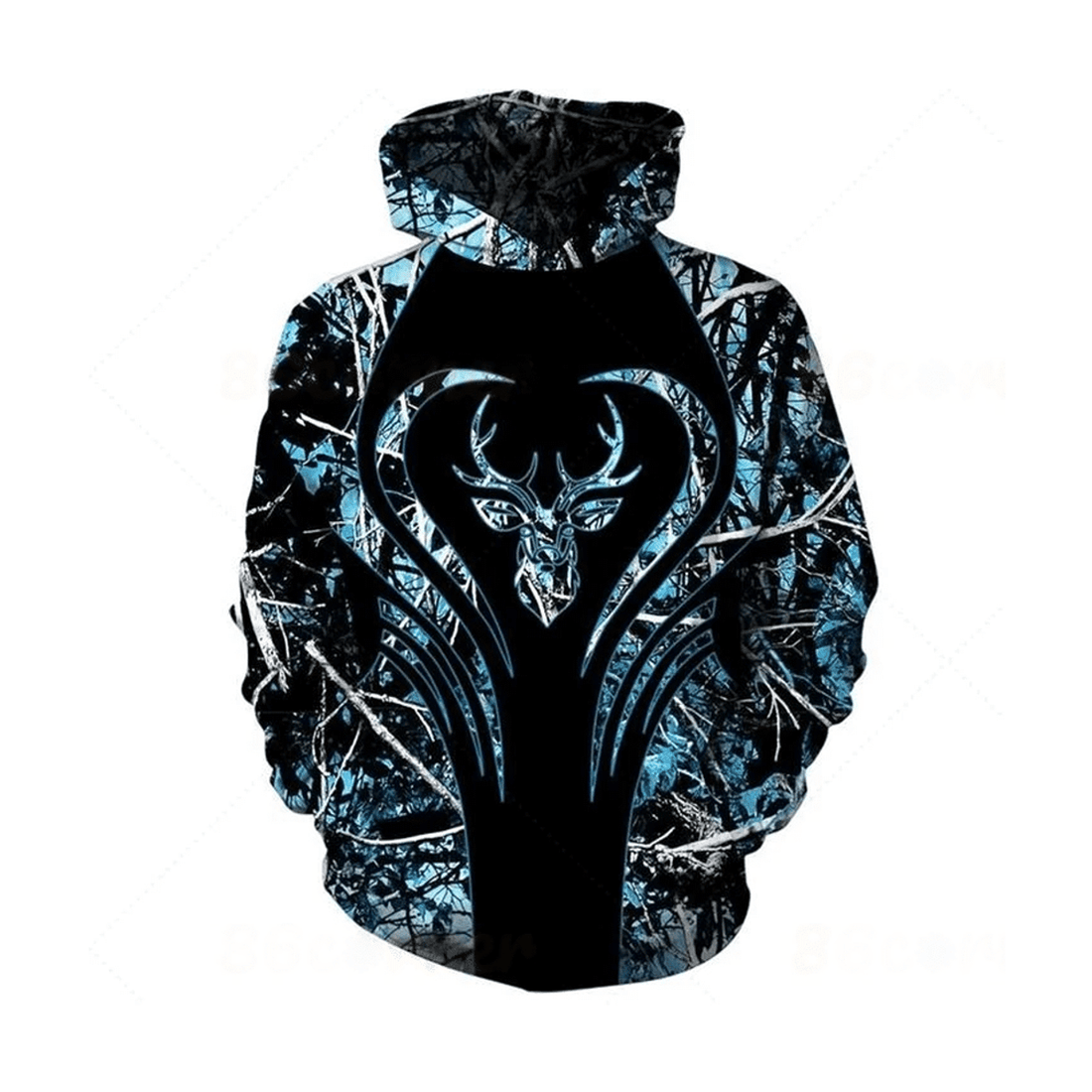 FUNSTUFFPRINT Awesome Blue Deer Camouflage 3D Hoodie and Zip Hoodie