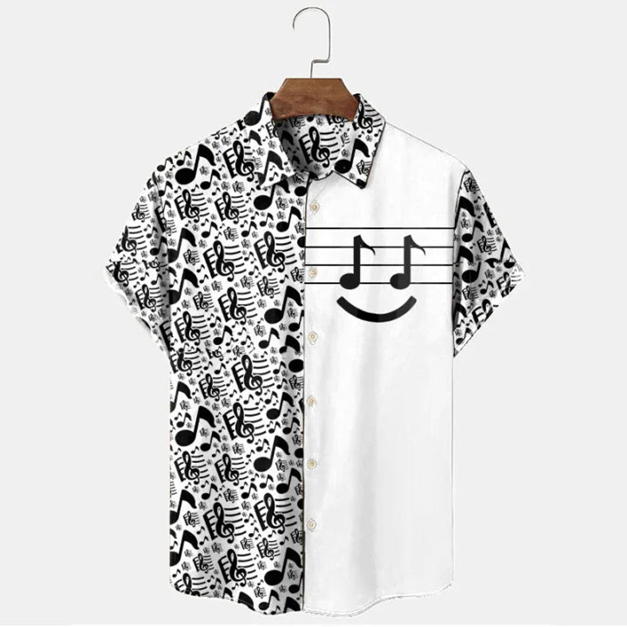 Resort Casual Note Pattern Short Sleeve Shirt, guitar aloha shirt, Gift for Guitar lover