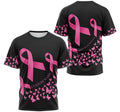 FUNSTUFFPRINT T-Shirt, Hoodie - Custom Name Breast Cancer Awareness Butterfly Pattern 3D T-shirt