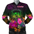 FUNSTUFFPRINT Polynesian Hawaii Men's Bomber Jacket - Summer Hibiscus 3D Bomber Jacket