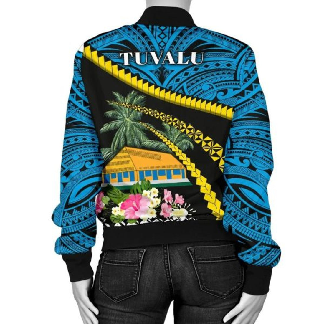 FUNSTUFFPRINT bTuvalu Ellice Maneapa Women Bomber Jacket - Road to Hometown 3D Bomber Jacket