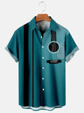 Guitar Stripes Casual Loose Men's Short-Sleeved hawaiian Shirt