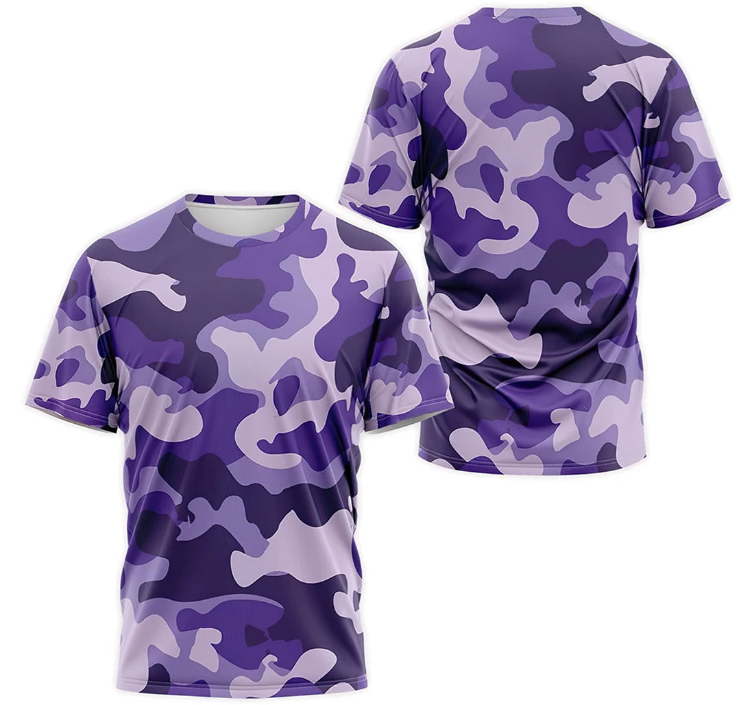 FUNSTUFFPRINT Personalized T-Shirt, Hoodie - Military Army Purple Camo 3D T-shirt