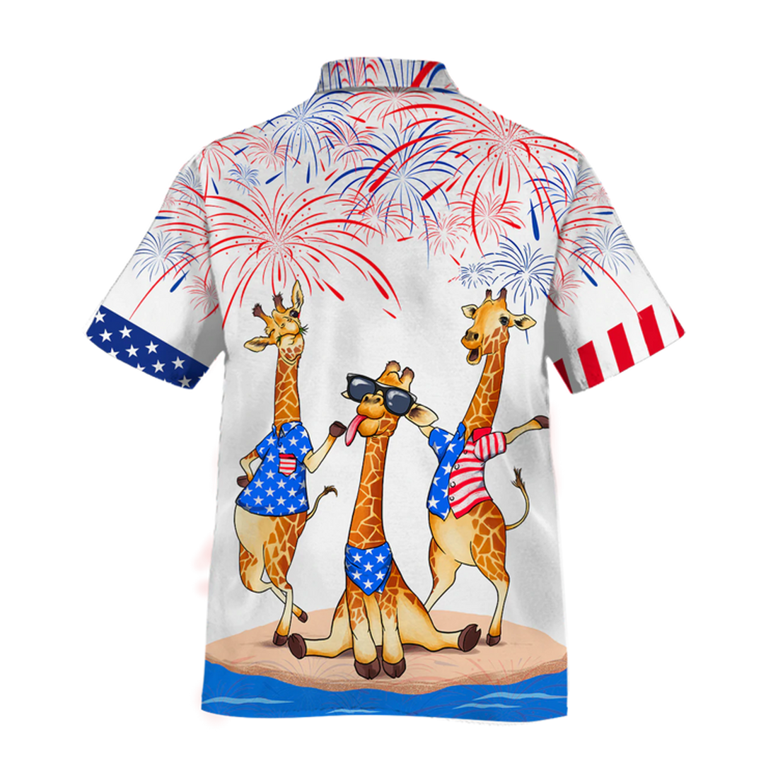 Giraffe Hawaiian Shirt For Independence's Day, Happy 4Th Of July Patriotic Giraffe Hawaii Aloha Beach Shirt Full Print