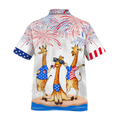 Giraffe Hawaiian Shirt For Independence's Day, Happy 4Th Of July Patriotic Giraffe Hawaii Aloha Beach Shirt Full Print