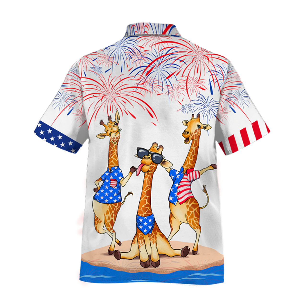 Giraffe Hawaiian Shirt For Independence's Day, Happy 4Th Of July Patriotic Giraffe Hawaii Aloha Beach Shirt Full Print
