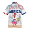 Funny Chicken Beer Hawaiian Shirt For Independence'S Day, Cool Chicken Patriotic 4Th Of July Gift For Chicken Lovers