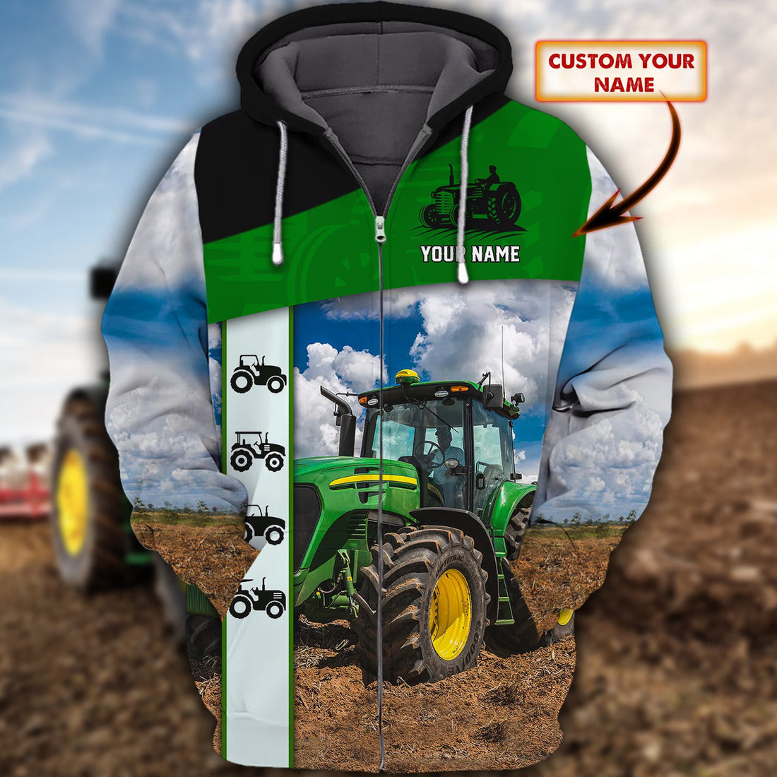 FUNSTUFFPRINT Personalized Name - Farmer 3D Hoodie and Zip Hoodie