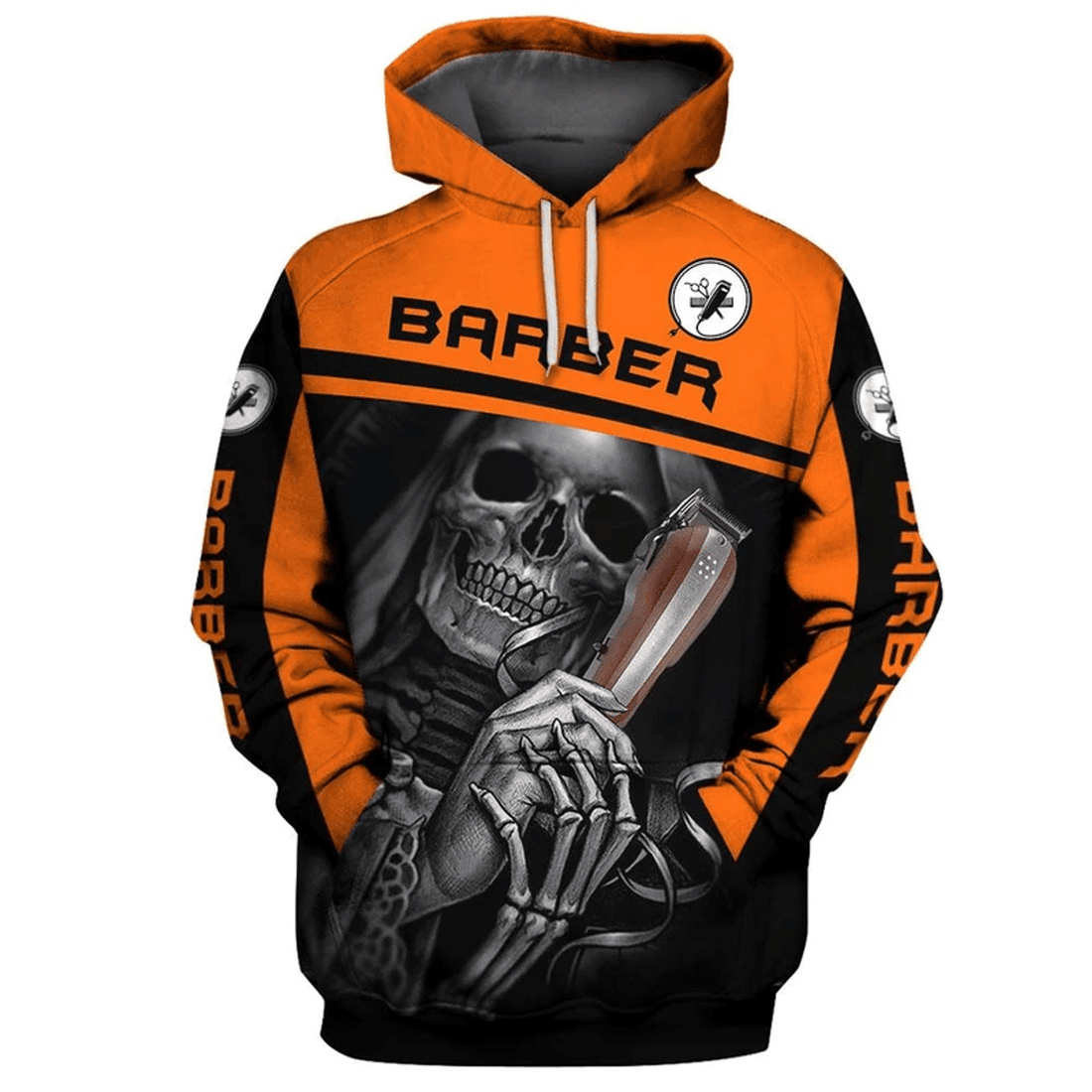 FUNSTUFFPRINT Barber Presents Skull Barber 3D Hoodie and Zip Hoodie