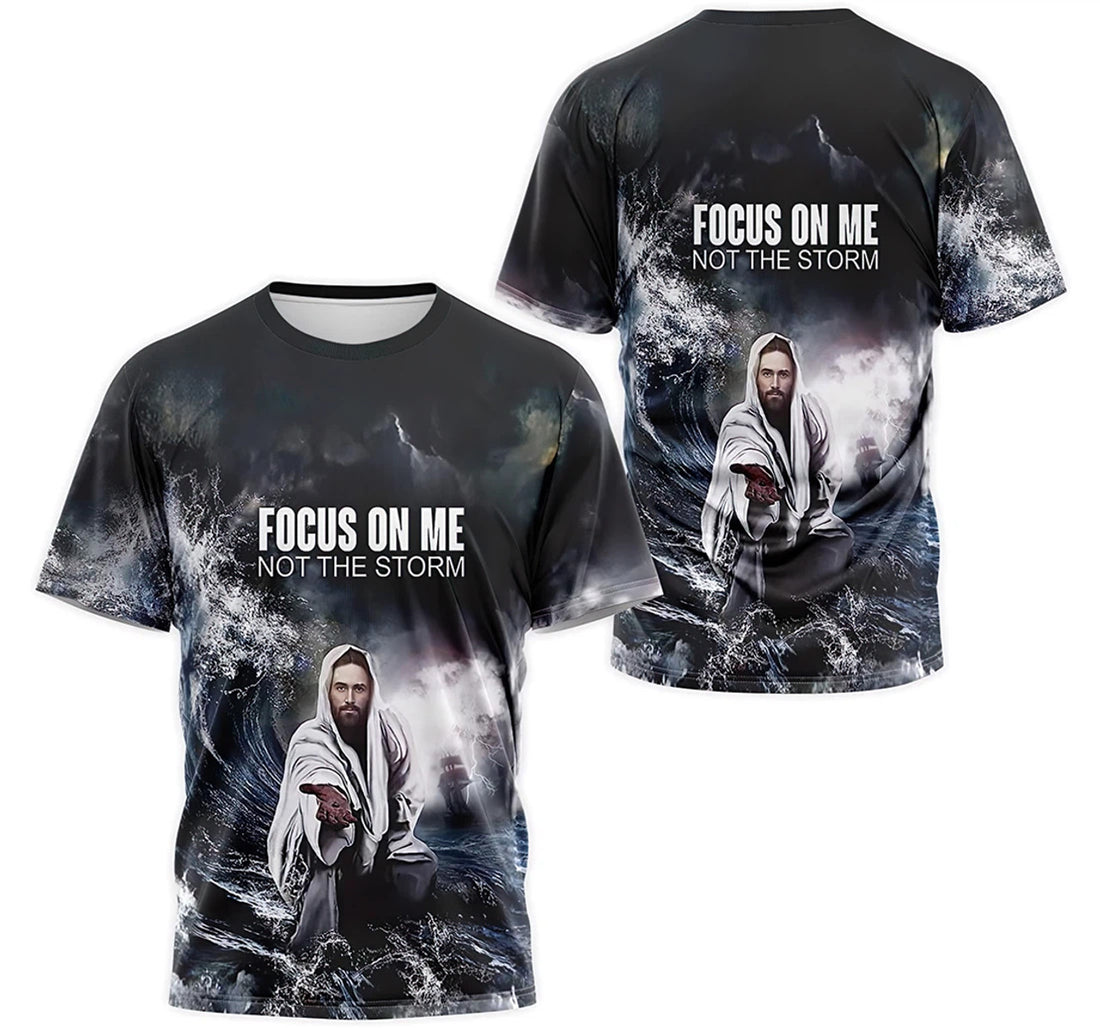 FUNSTUFFPRINT Personalized T-Shirt, Hoodie - Christian Jesus Focus On Me Not The Storm 3D T-shirt