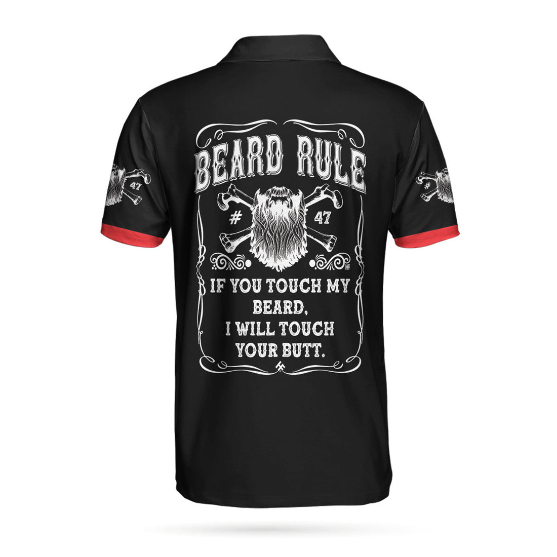 Beard Rule Short Sleeve Black Polo Shirt, If You Touch My Beard Polo Shirt, Best Beard Shirt For Men